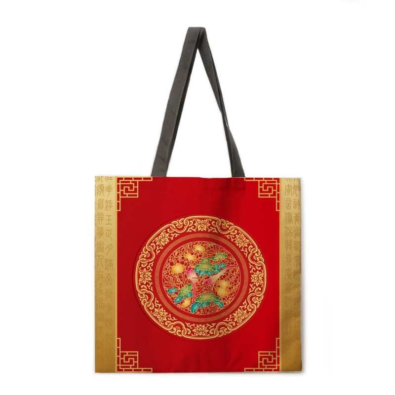 Chinskie w stylu retro w stylu drukowana torba materialowa kobiet rozrywka skladana torba na zakupy na swiezym powietrzu torba na plaze codziennie torba wypoczynkowa