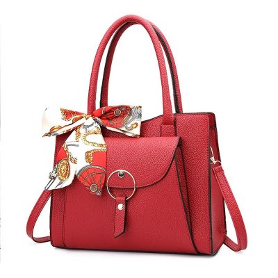 WOMEN bag Fashion WOMEN PU Leather Messenger Bag Shoulder Crossbody Handbag Chain Small Casual Solid Lychee Silk Scarf Tote
