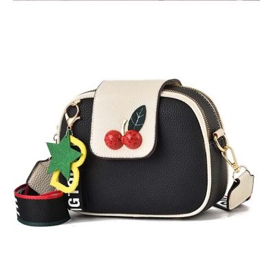 Ladies bag simple color matching handbag popular messenger shoulder PU WOMEN bag portable round cherry bag female bag