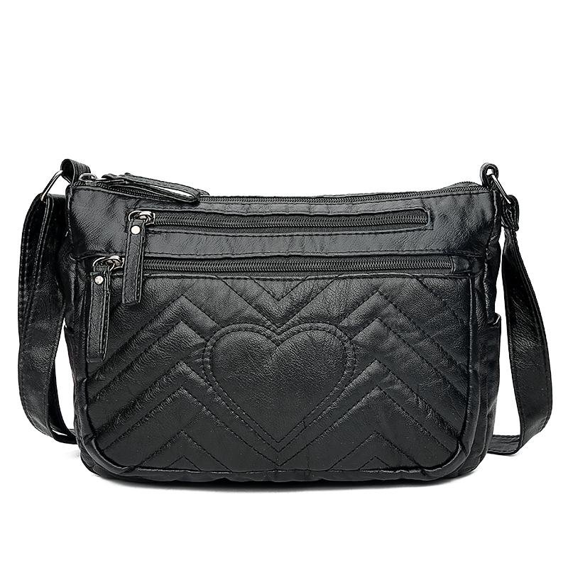 New Burlie ladies casual Hobos WOMEN Messenger Bags Crossbody Soft washed PU Leather Shoulder Bag Black Fashion Female Handbag