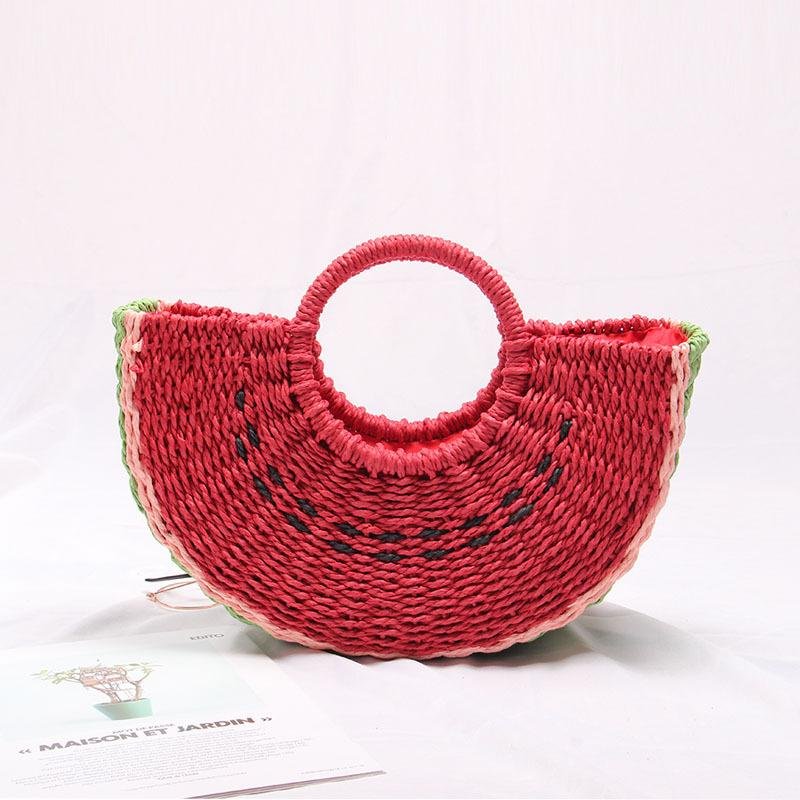 Seaside vacation beach straw bag female portable cute watermelon bag new fashion hand woven bag