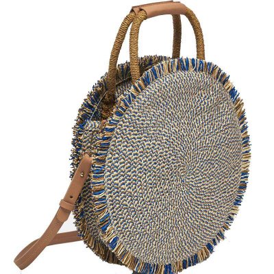 Moda Tassel torebka wysokiej jakosci slomy torba kobiety plaza pleciona torba okragly Tote fredzlami plaza tkane torba na ramie