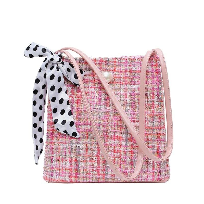 Winter fashion brand new female  bucket handbag quality wool pearl WOMEN 's designer handbag ladies chain Messenger bag